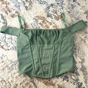 I. AM. GIA of the shoulder sage green bustier top